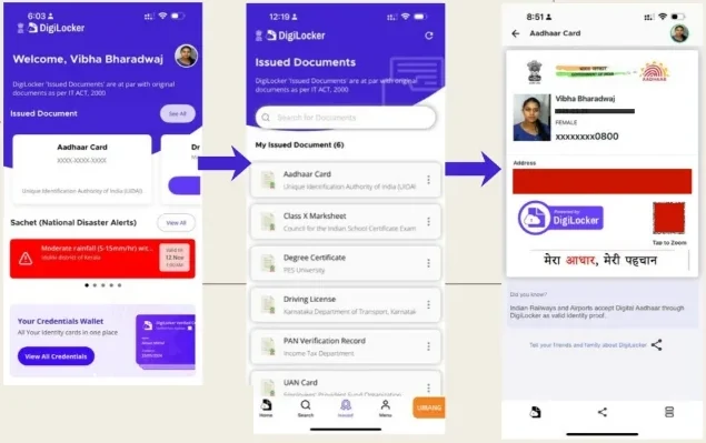 Existing design: the three-screen path to a document, and a redesign with a Quick Access card that opens the document directly.